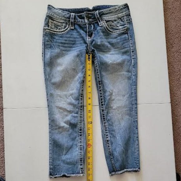 Vigoss the Dallas Capris Jeans Womens Size 3/4x21 Blue Denim 5 Pocket - Picture 1 of 6
